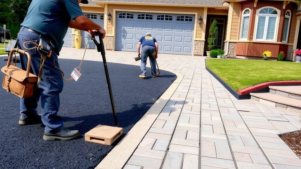 contractors working on a driveway